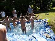 I mean its not embarrassing enough playing naked in a nasty fake pool gay group blow job